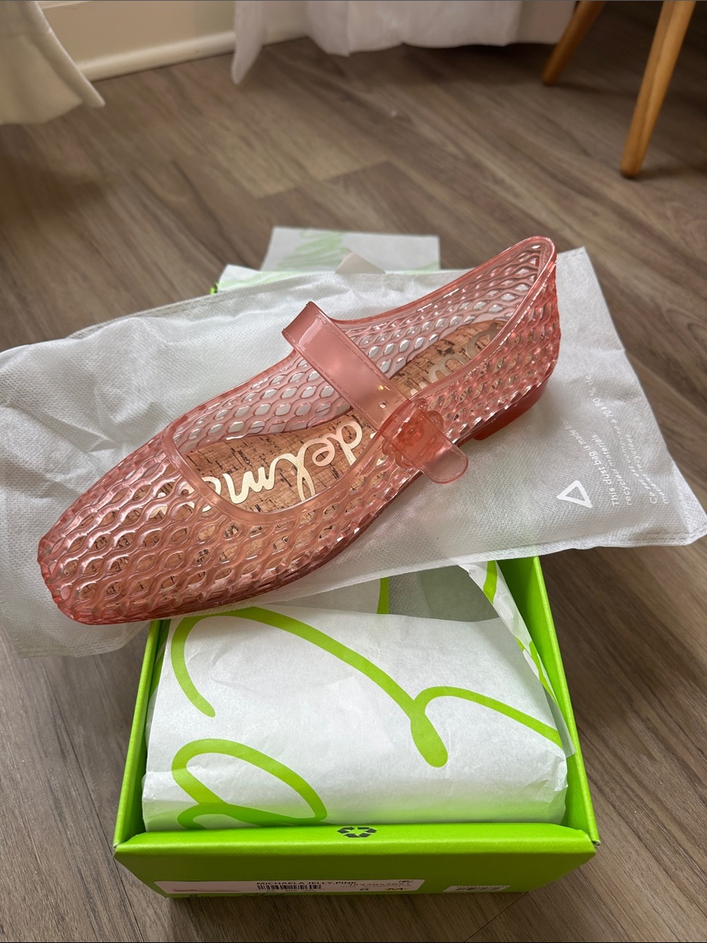 SOLD- Sam Edelman Pink Translucent Mary Jane Jelly Flat